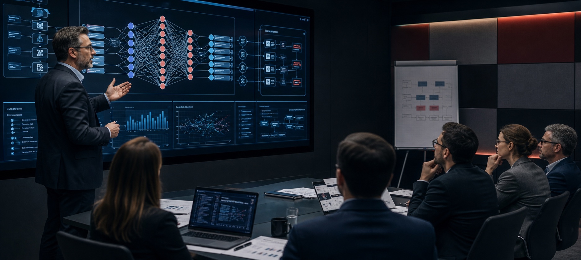 Lecturer teaching AI literacy, AI governance and auditing neural networks